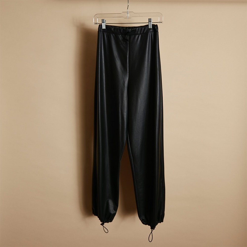 Black Pleather Athlesiure Joggers